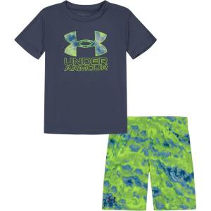 imageUnder Armour Boys Short Sleeve Tee and Short Set Lightweight and BreathableDownpour Gray Ridge Dye