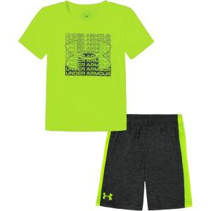 imageUnder Armour Boys Short Sleeve Tee and Short Set Lightweight and BreathableHivis Yellow Tri Logo