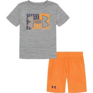 imageUnder Armour Boys Short Sleeve Tee and Short Set Lightweight and BreathableOrange Blast Deconstruct