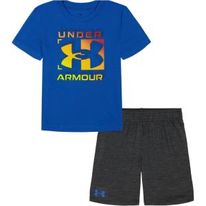 imageUnder Armour Boys Short Sleeve Tee and Short Set Lightweight and BreathablePhoton BlueBlack Twist