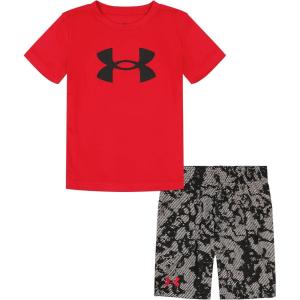 imageUnder Armour Boys Short Sleeve Tee and Short Set Lightweight and BreathableRed Geode