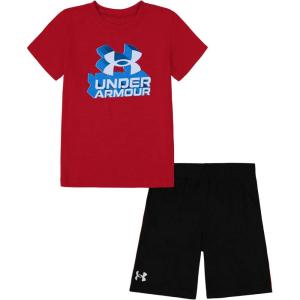 imageUnder Armour Boys Short Sleeve Tee and Short Set Lightweight and BreathableRed TwistBlack