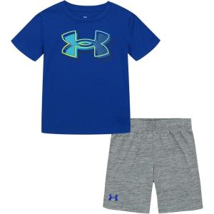 imageUnder Armour Boys Short Sleeve Tee and Short Set Lightweight and BreathableRoyal Pop Out Logo