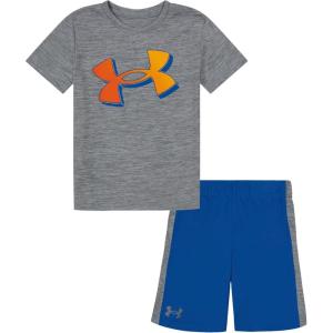 imageUnder Armour Boys Short Sleeve Tee and Short Set Lightweight and BreathableSteelOrange Gradient