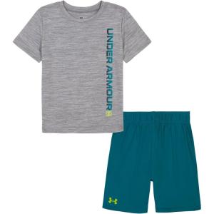 imageUnder Armour Boys Short Sleeve Tee and Short Set Lightweight and BreathableTealGray Wordmark