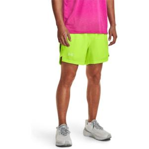 imageUnder Armour Mens Launch 5quot Shorts369 Lime Surge  Black  Reflective