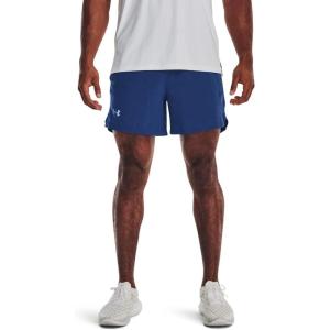 imageUnder Armour Mens Launch 5quot Shorts471 Blue Mirage  Starfruit  Reflective