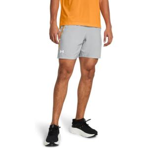 imageUnder Armour Mens Launch Run 7quot Shorts011 Mod Gray  Nova Orange  Reflective