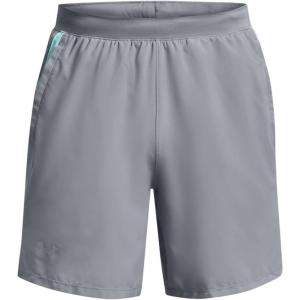 imageUnder Armour Mens Launch Run 7quot Shorts035 Steel  Neo Turquoise  Reflective