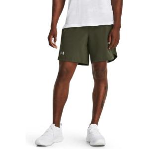 imageUnder Armour Mens Launch Run 7quot Shorts391 Marine Od Green  Lime Yellow  Reflective