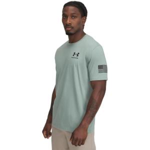 imageUnder Armour Mens New Freedom Flag TShirt348 Silica Green   Black