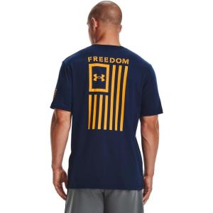 imageUnder Armour Mens New Freedom Flag TShirtAcademy Blue 410Steeltown Gold