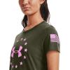 imageUnder Armour Womens Freedom Logo TShirtMarine Od Green 391Stellar Pink