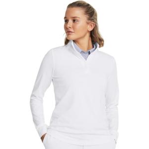 imageUnder Armour Womens Playoff 14 Zip Long Sleeve100 White   Midnight Navy