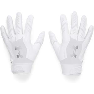 imageUnder Armour Mens F9 Nitro Football Gloves100 White  Distant Gray  Metallic Silver