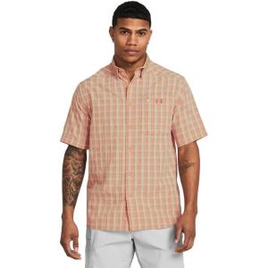 imageUnder Armour Mens Drift Tide 20 Plaid ShortSleeve TShirt280 Sandstorm  Sandstorm  Sedona Red