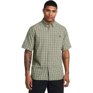 imageUnder Armour Mens Drift Tide 20 Plaid ShortSleeve TShirt390 Marine Od Green  Grove Green  Baroque Green