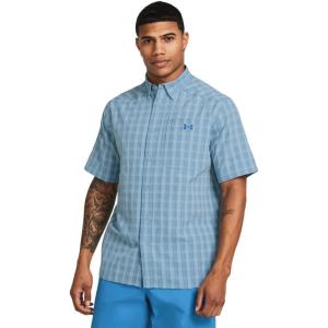 imageUnder Armour Mens Drift Tide 20 Plaid ShortSleeve TShirt465 Harbor Blue  Harbor Blue  Photon Blue