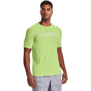 imageUnder Armour Mens Fish Strike ShortSleeve TShirtLime Foam 368Carolina Blue