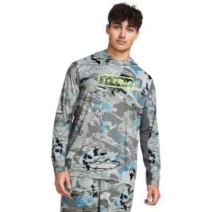imageUnder Armour Mens Isochill Shorebreak Camo Hoodie012 Pitch Gray  Pitch Gray  Lime Surge