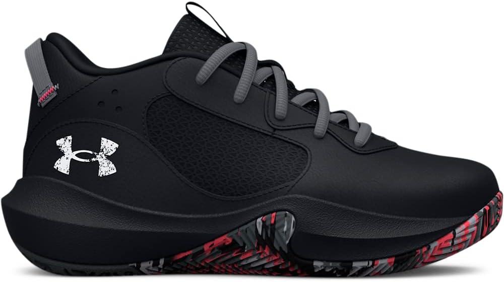 imageUnder Armour Kids Grade School Lockdown 6 Basketball Shoe002 BlackBlitz RedWhite