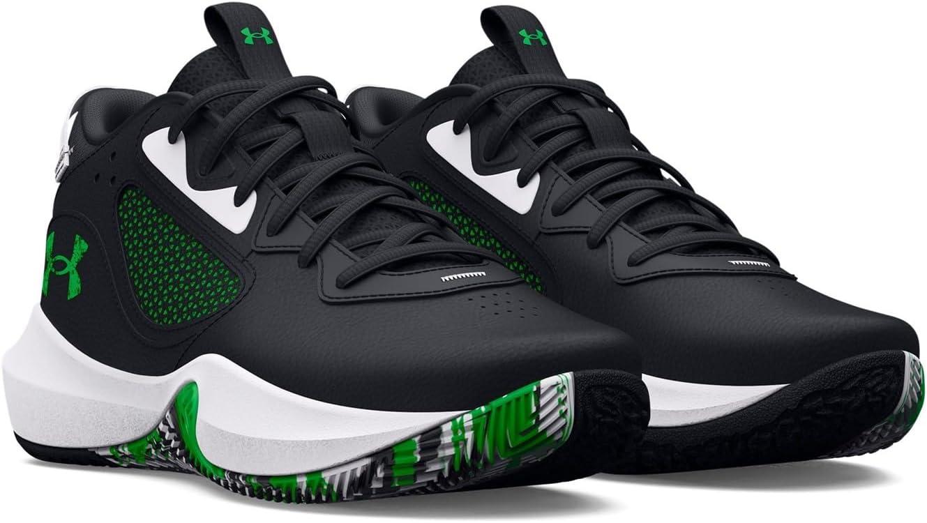 imageUnder Armour Kids Grade School Lockdown 6 Basketball Shoe006 BlackWhiteGreen Screen