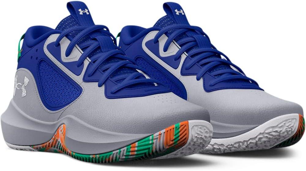 imageUnder Armour Kids Grade School Lockdown 6 Basketball Shoe100 Mod GrayRoyalWhite