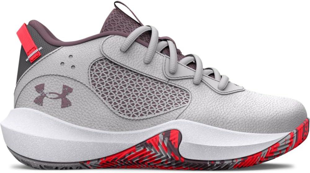 imageUnder Armour Kids Grade School Lockdown 6 Basketball Shoe102 Halo GrayBetaMisty Purple