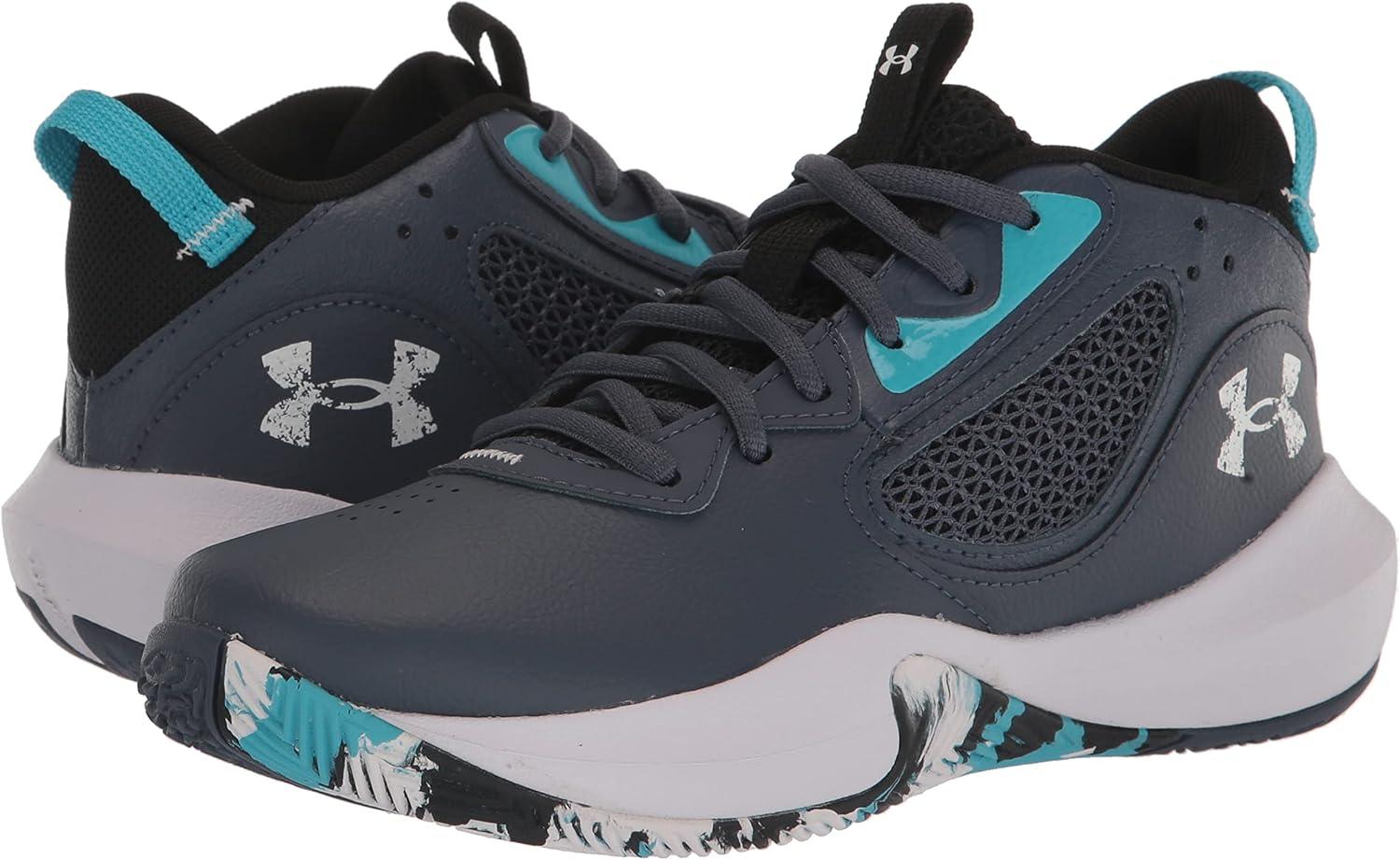 imageUnder Armour Kids Grade School Lockdown 6 Basketball Shoe400 Downpour GrayBlackWhite