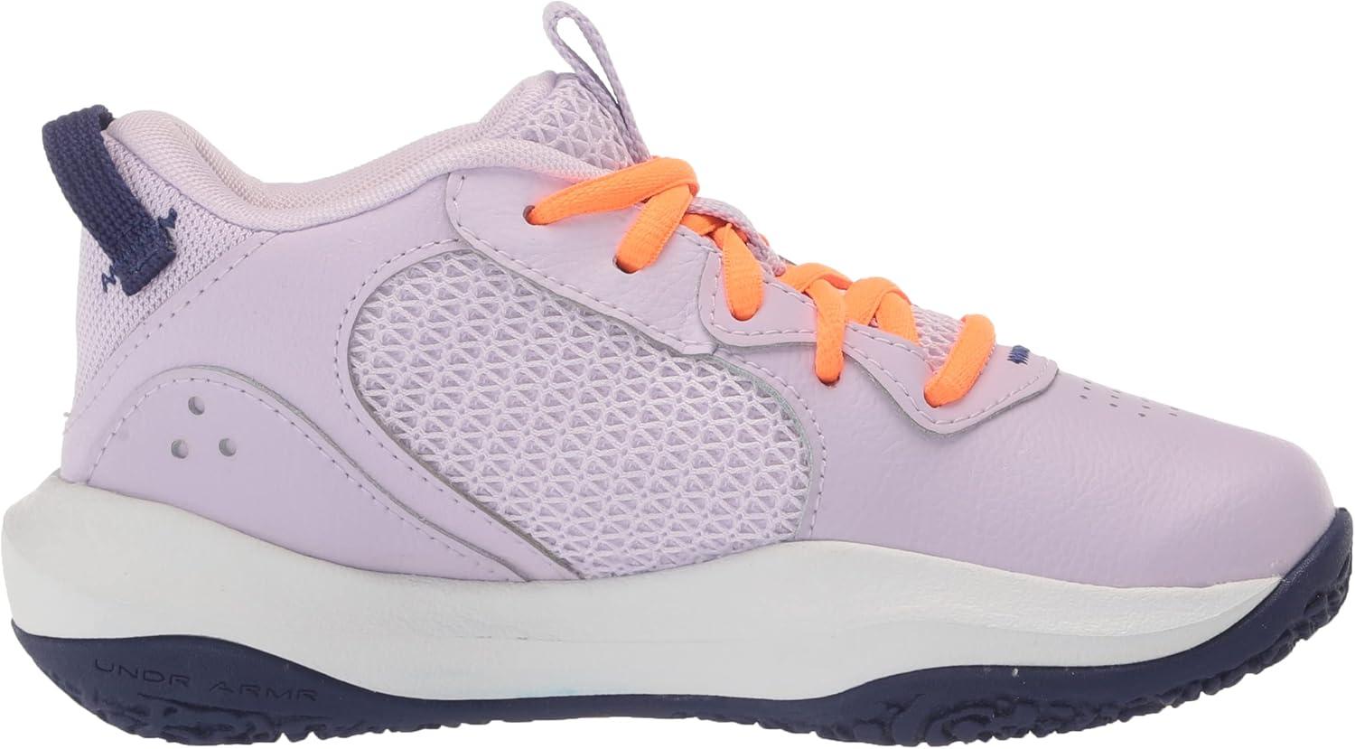 imageUnder Armour Kids Grade School Lockdown 6 Basketball Shoe500 Nebula PurpleSonar BlueOrange Blast