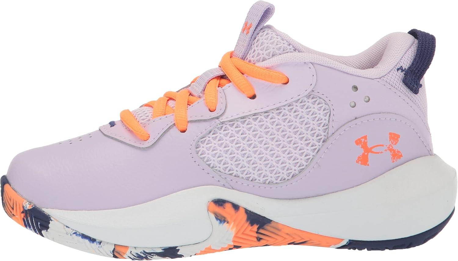 imageUnder Armour Kids Grade School Lockdown 6 Basketball Shoe500 Nebula PurpleSonar BlueOrange Blast