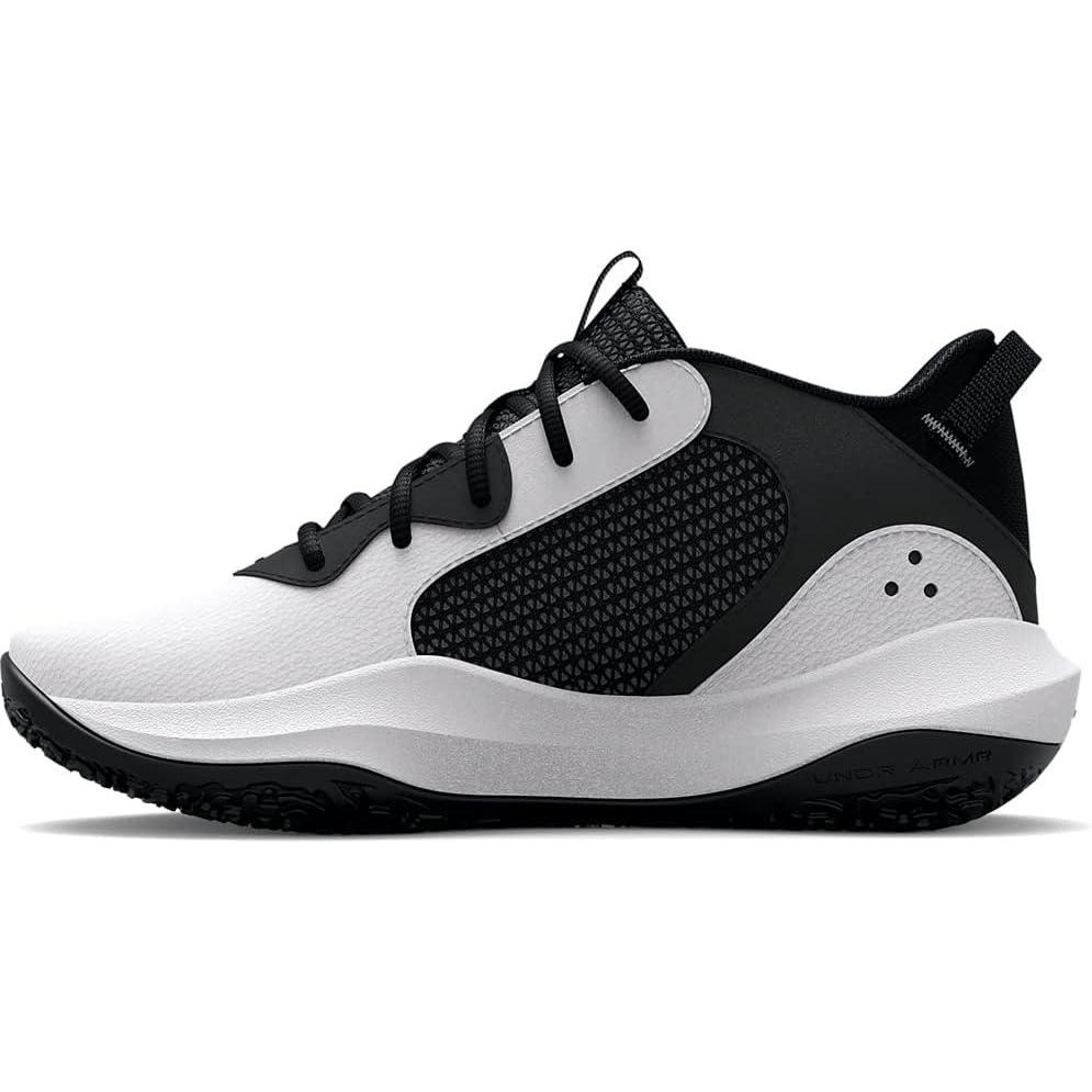 imageUnder Armour Kids Grade School Lockdown 6 Basketball Shoe101 WhiteBlackBlack