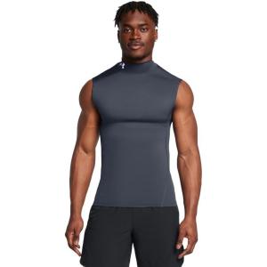 imageUnder Armour Mens HeatGear Compression Mock Sleeveless044 Downpour Gray   White