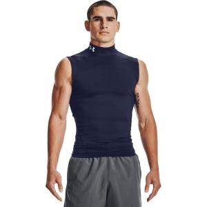 imageUnder Armour Mens HeatGear Compression Mock SleevelessMidnight Navy 410White