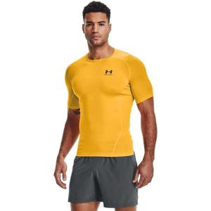 imageUnder Armour Mens HeatGear Compression ShortSleeve TShirtSteeltown Gold 750Black