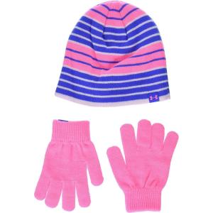 imageUnder Armour Girls Beanie Glove Combo486 Versa Blue   Pink Punk