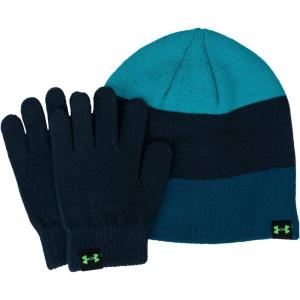 imageUnder Armour Boys Beanie Glove ComboTeal Vibe 417Lime Light