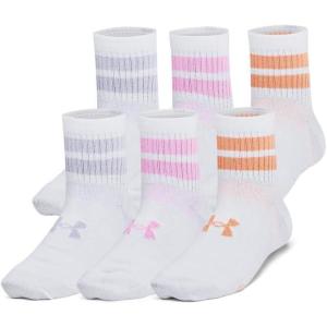 imageUnder Armour Kids Youth Essential Quarter Socks 6 Pairs100 White  White  Stellar Pink