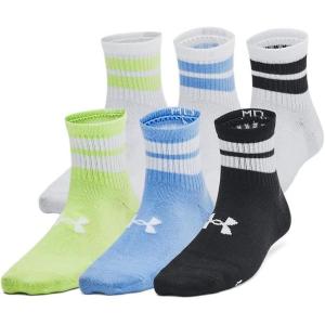 imageUnder Armour Kids Youth Essential Quarter Socks 6 Pairs465 Horizon Blue  Morph Green  White