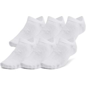 imageUnder Armour Unisex Adult Essential No Show Socks 6 Pairs100 White  White  Halo Gray
