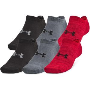 imageUnder Armour Unisex Adult Essential No Show Socks 6 Pairs600 Red  Red  Black