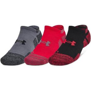 imageUnder Armour Unisex Adult Performance Tech Pro No Show Socks 3 Pairs600 Red  Castlerock  Castlerock
