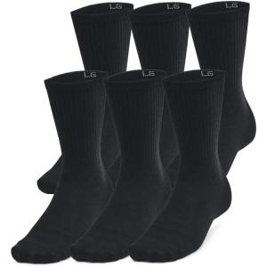 imageUnder Armour Unisex Adult Essential Crew Socks 6 Pairs001 Black  Black  Castlerock