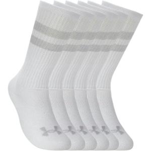 imageUnder Armour Unisex Adult Essential Crew Socks 6 Pairs100 White  White  Halo Gray