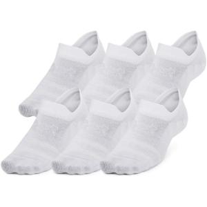 imageUnder Armour Unisex Adult Essential Ultra Low Tab Socks 6 Pairs100 White  White  Halo Gray