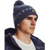 imageUnder Armour Mens Halftime Fleece Pom Beanie558 Tempered Steel  Aurora Purple  Yellow Ray