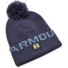 imageUnder Armour Mens Halftime Fleece Pom Beanie558 Tempered Steel  Aurora Purple  Yellow Ray