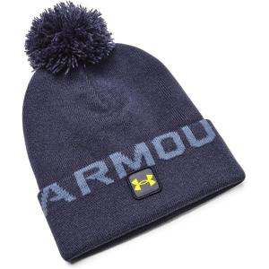 imageUnder Armour Mens Halftime Fleece Pom Beanie558 Tempered Steel  Aurora Purple  Yellow Ray