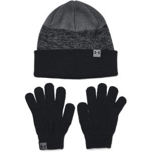 imageUnder Armour Boys Beanie ampamp Glove Combo001 Black  Pitch Gray  Black