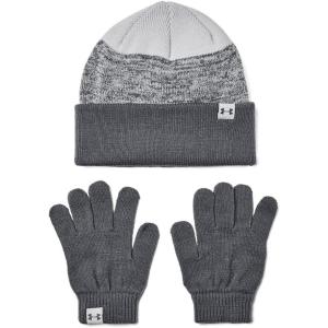 imageUnder Armour Boys Beanie ampamp Glove Combo012 Pitch Gray  Halo Gray  Pitch Gray